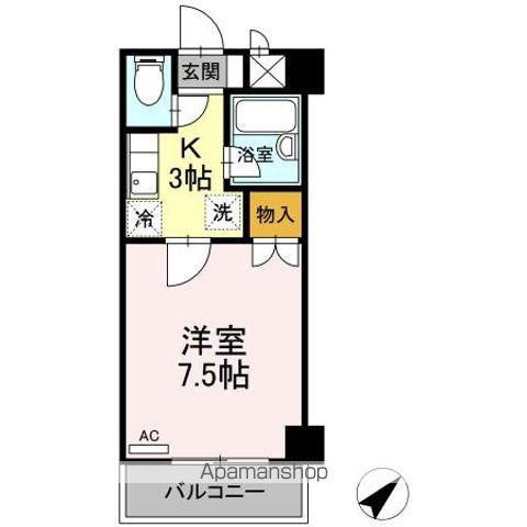 ネオシティー長町(1K/3階)の間取り写真