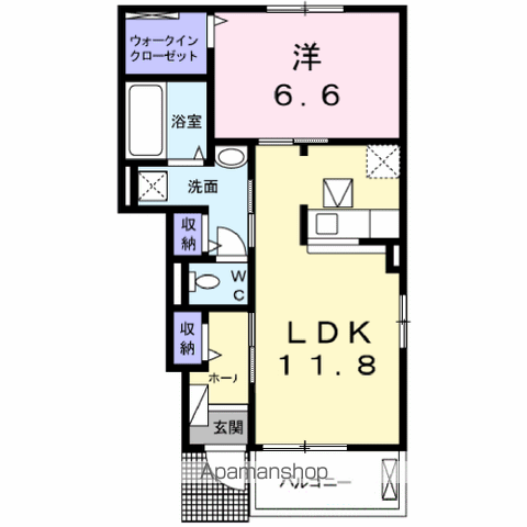 クラールⅦ(1LDK/1階)の間取り写真