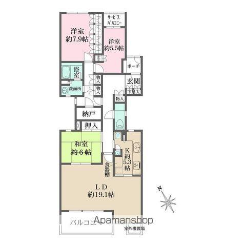 Uガーデン杉並(3LDK/3階)の間取り写真