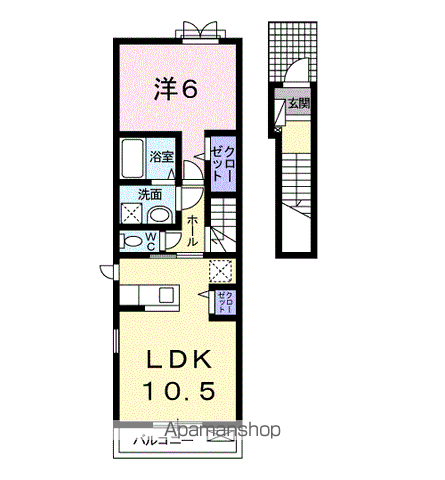 シャンデポワールⅡ(1LDK/2階)の間取り写真