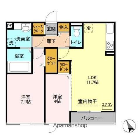 アゼリア松戸(2LDK/2階)の間取り写真