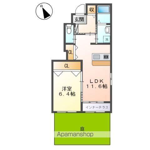 エーレンハイムC棟(1LDK/1階)の間取り写真
