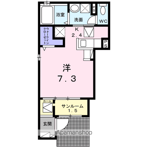 アルカンシエル・Y(ワンルーム/1階)の間取り写真