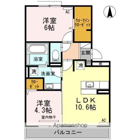 CLAIR PINE(2LDK/3階)の間取り写真
