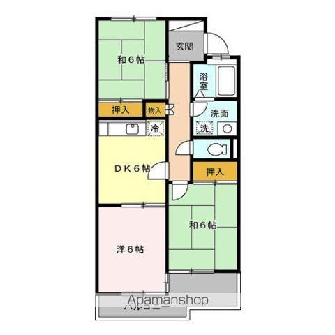 ロイアルパレスシマ(3DK/1階)の間取り写真