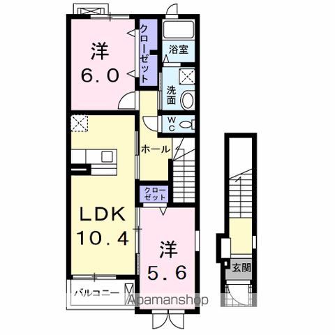 カーサベルデこくや(2LDK/2階)の間取り写真