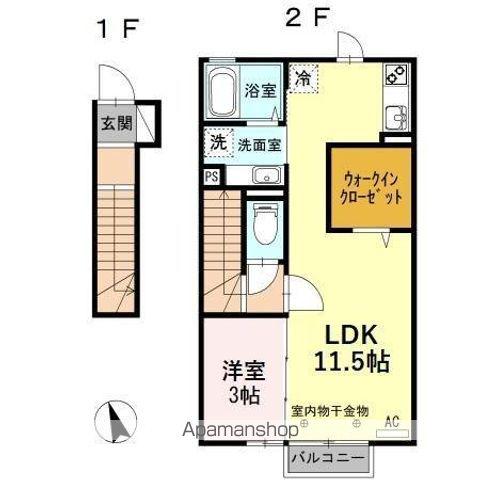 アプロード野神(1LDK/2階)の間取り写真