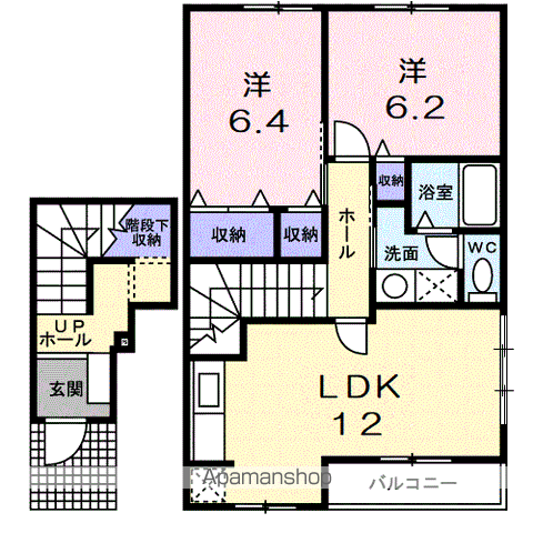 ビズ・コートA(2LDK/2階)の間取り写真