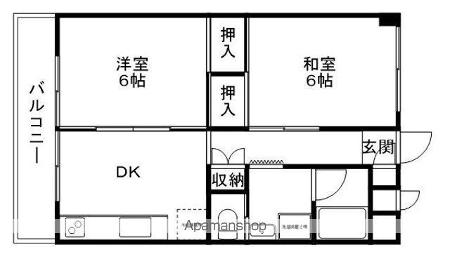宮尾ハイツ(2DK/4階)の間取り写真
