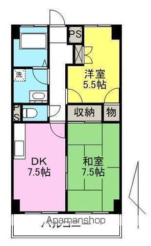 三好ビルパークヒルズ(2DK/6階)の間取り写真