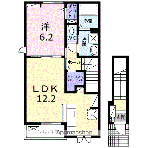 プルミエール 春 Ⅱ(1LDK/2階)の間取り写真