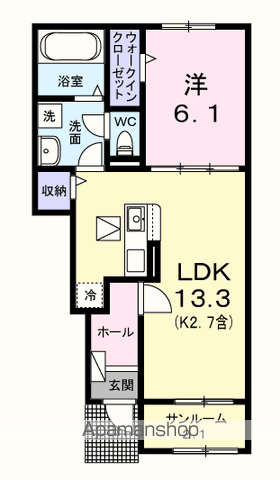 エール ドゥ(1LDK/1階)の間取り写真