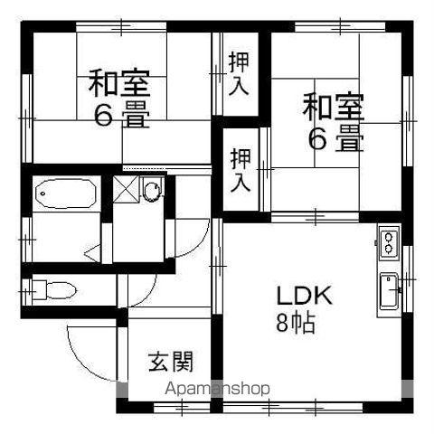近江鉄道本線 朝日大塚駅 徒歩58分 1階建 築49年(2DK)の間取り写真
