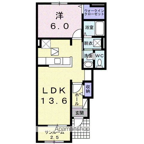 ポルト・クレアⅦ(1LDK/1階)の間取り写真