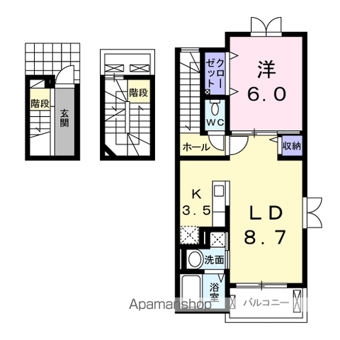 フィオーレNSⅣ-A(1LDK/3階)の間取り写真