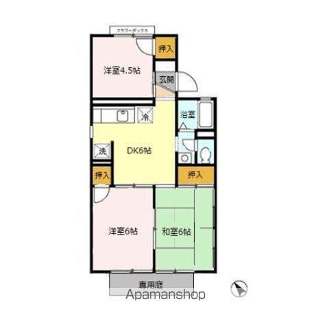 冬築タウンパートII E棟(3DK/1階)の間取り写真