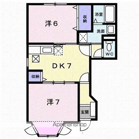 アンソレイエⅡ番館(2DK/1階)の間取り写真