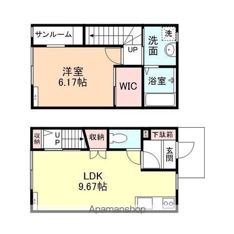 ビオラ野村(1LDK/1階)の間取り写真