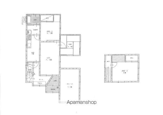 山形県鶴岡市 2階建 築48年(4K)の間取り写真