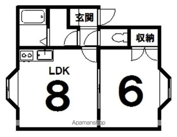 コーポ中丸1(1DK/2階)の間取り写真
