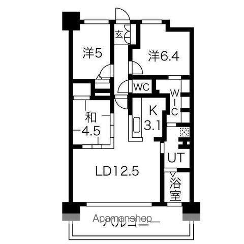 アルファステイツ九大学研都市駅前(3LDK/5階)の間取り写真