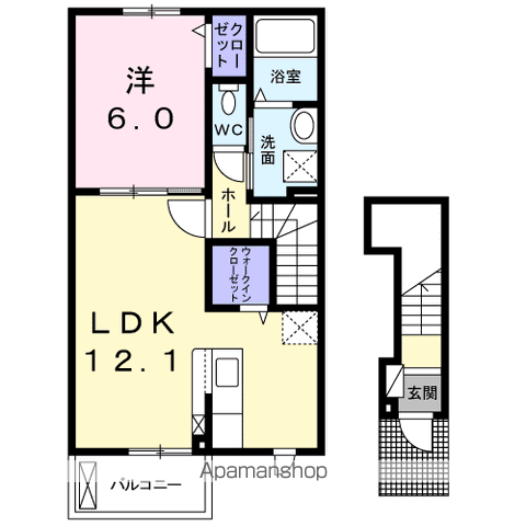 ピュア・エクスペンションⅡ(1LDK/2階)の間取り写真