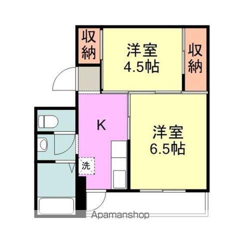 ヴィラナリー築出 1号棟(2K/4階)の間取り写真