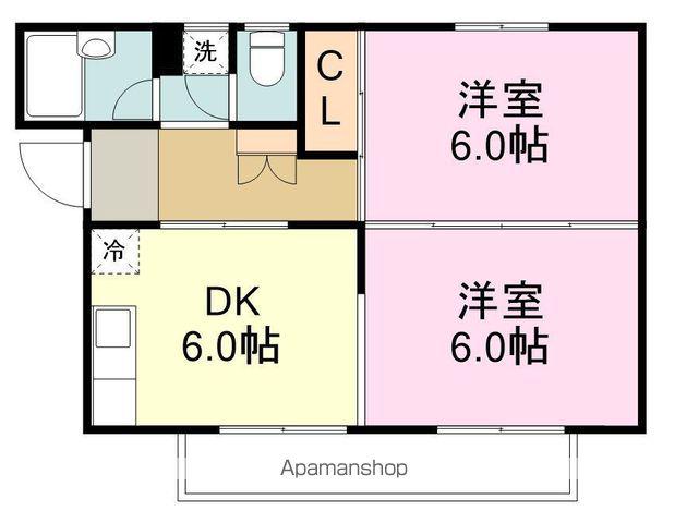 パルコート(2DK/2階)の間取り写真