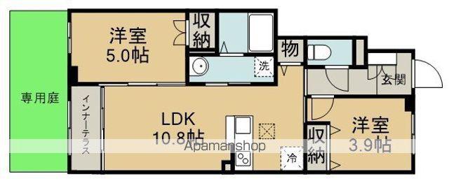 鶴ヶ島市脚折町6丁目アパートⅡ期(2LDK/1階)の間取り写真