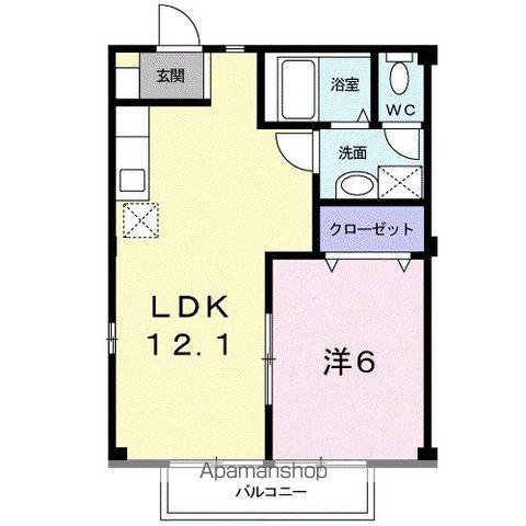 ミューズ松本Ⅵ(1LDK/2階)の間取り写真