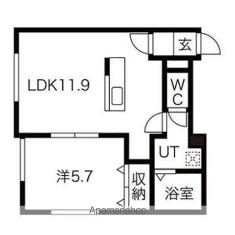 フェリーチェ里塚Ⅱ(1LDK/1階)の間取り写真
