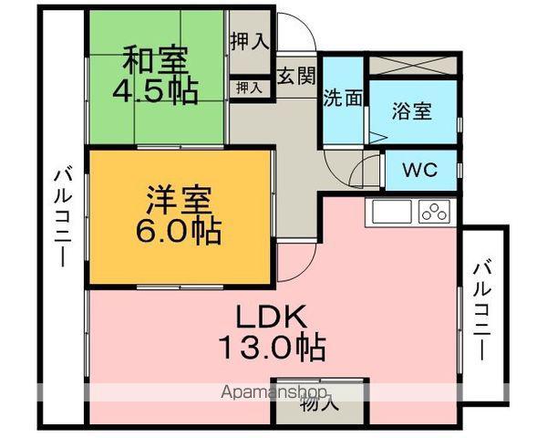 三益コーポ(2LDK/3階)の間取り写真