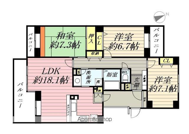 T S GARDEN西寺尾E棟(3LDK/3階)の間取り写真