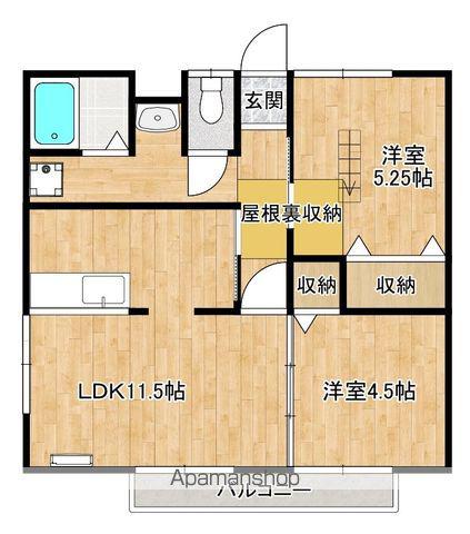 ラ・ベルヴィ(2LDK/2階)の間取り写真