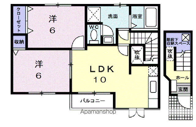 ラ・ミティエ(2LDK/2階)の間取り写真