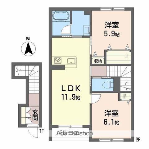シャーメゾン駒止Ⅲ(2LDK/2階)の間取り写真