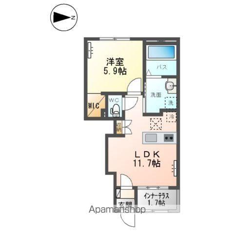 ドゥ シェルポン(1LDK/1階)の間取り写真