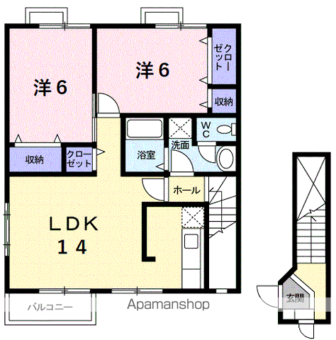 メゾンドラパンⅠ(2LDK/2階)の間取り写真