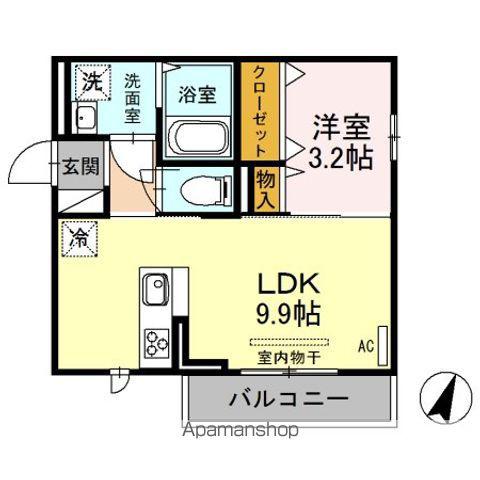 オリーブ Ⅱ(1LDK/2階)の間取り写真