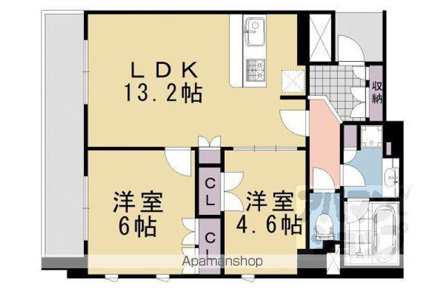 プラネスーペリア四条河原町(2LDK/7階)の間取り写真
