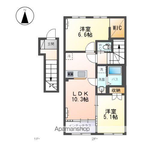笹谷字古屋前アパート(2LDK/2階)の間取り写真
