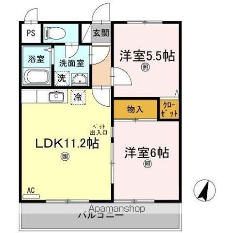 マリベール善通寺(2LDK/2階)の間取り写真