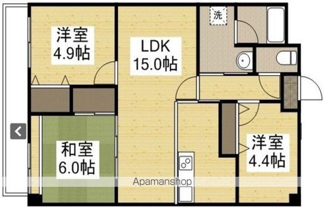 グリーンビレッジ北方(3LDK/4階)の間取り写真