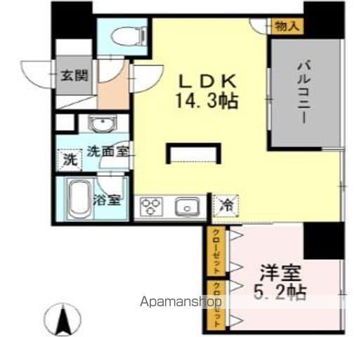 ロイヤルパークス大名住居(1LDK/7階)の間取り写真
