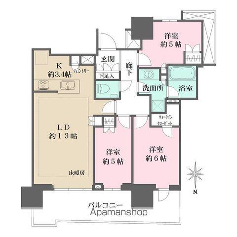 幕張ベイパーク ライズゲートタワー(3LDK/16階)の間取り写真