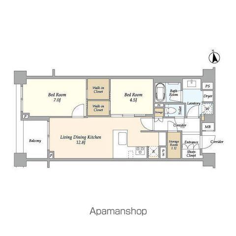 ブランズ牛込柳町(2LDK/3階)の間取り写真