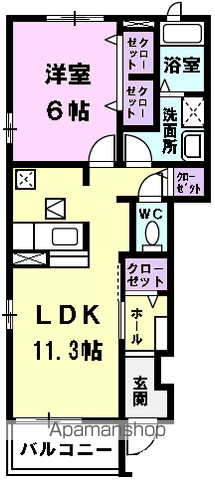 ネオブローテ(1LDK/1階)の間取り写真