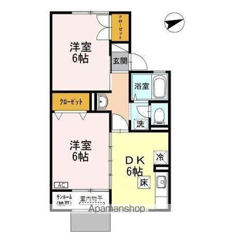 ジュネス中曽根(2DK/1階)の間取り写真