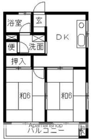 ハイサンルーフ福重(2DK/3階)の間取り写真