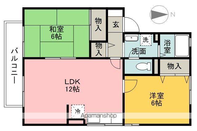 サンシャイン桑原(2LDK/2階)の間取り写真
